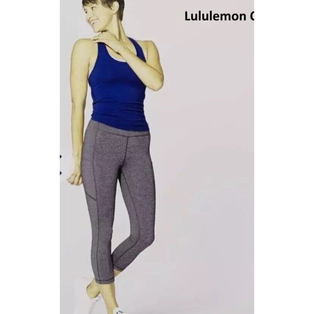 Lululemon Leggings Size 4 Pull On Speed Up 21" Crop W6AK6S Heathered Black